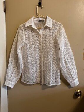 ASOS White Eyelet Sheer Blouse